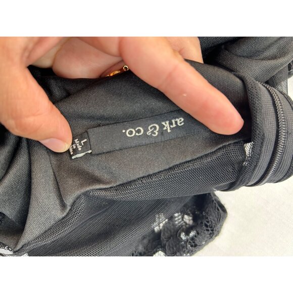 Ark & Co. Black Lace Romper With Mesh Neckline & Back Womens Size L - Picture 2 of 12